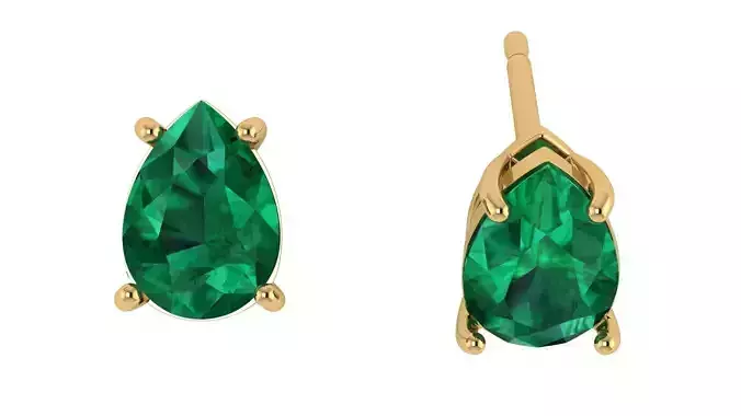 Solitaire Pear Gem 7x5 mm Earring
