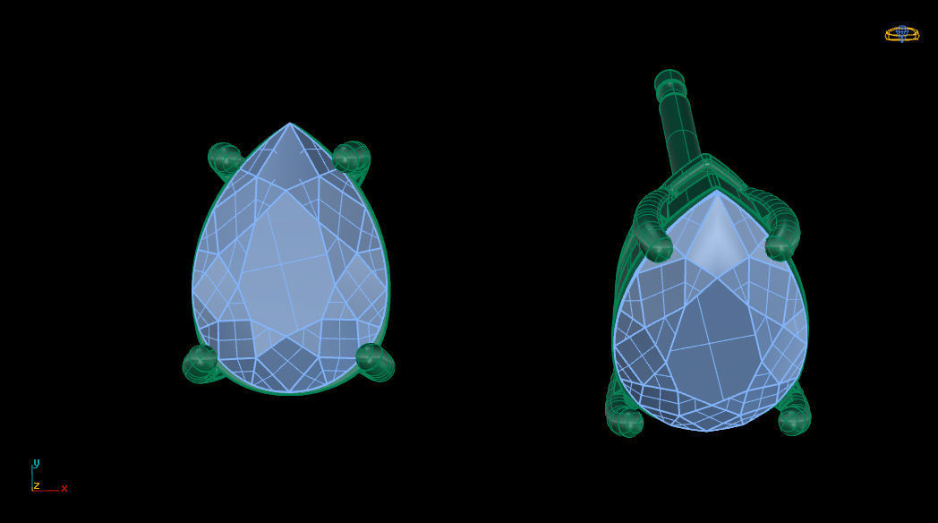Solitaire Pear Gem 7x5 mm Earring 3D print model_8