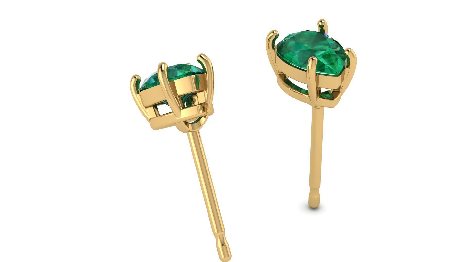 Solitaire Pear Gem 7x5 mm Earring 3D print model_3