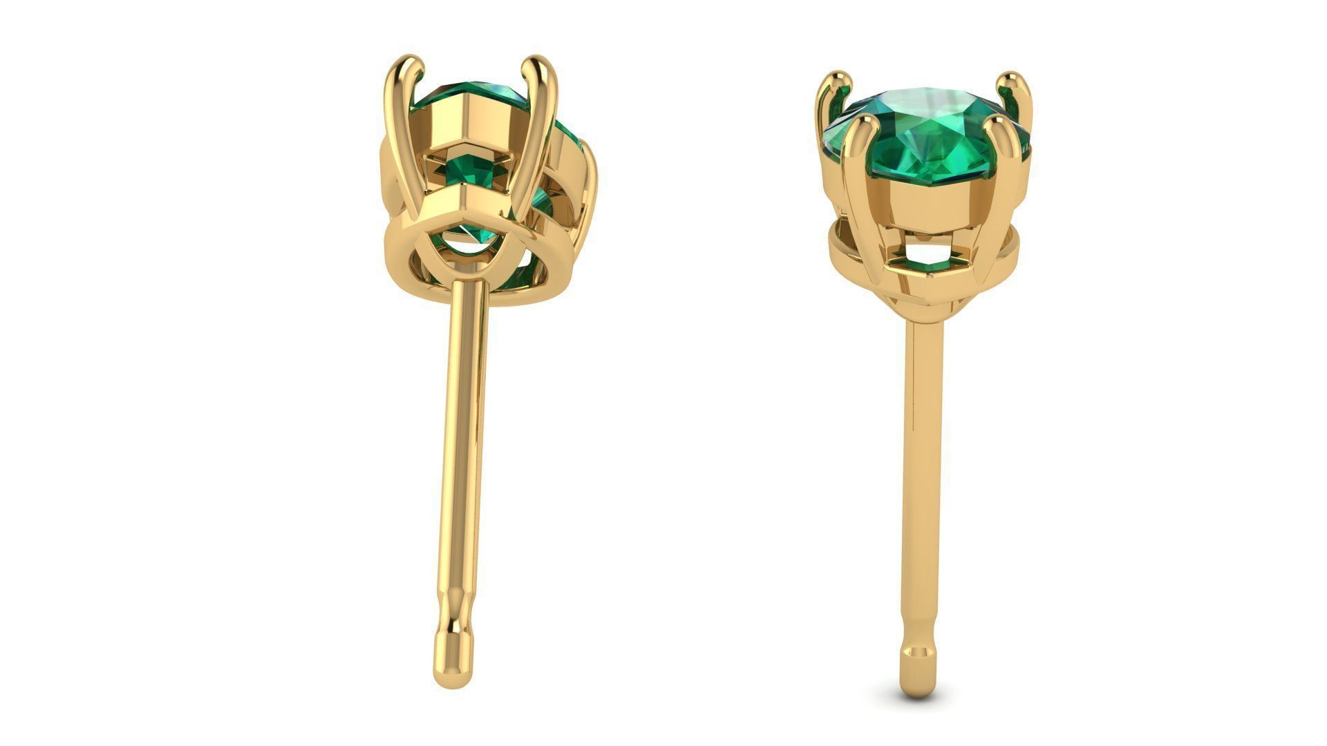 Solitaire Pear Gem 7x5 mm Earring 3D print model_4