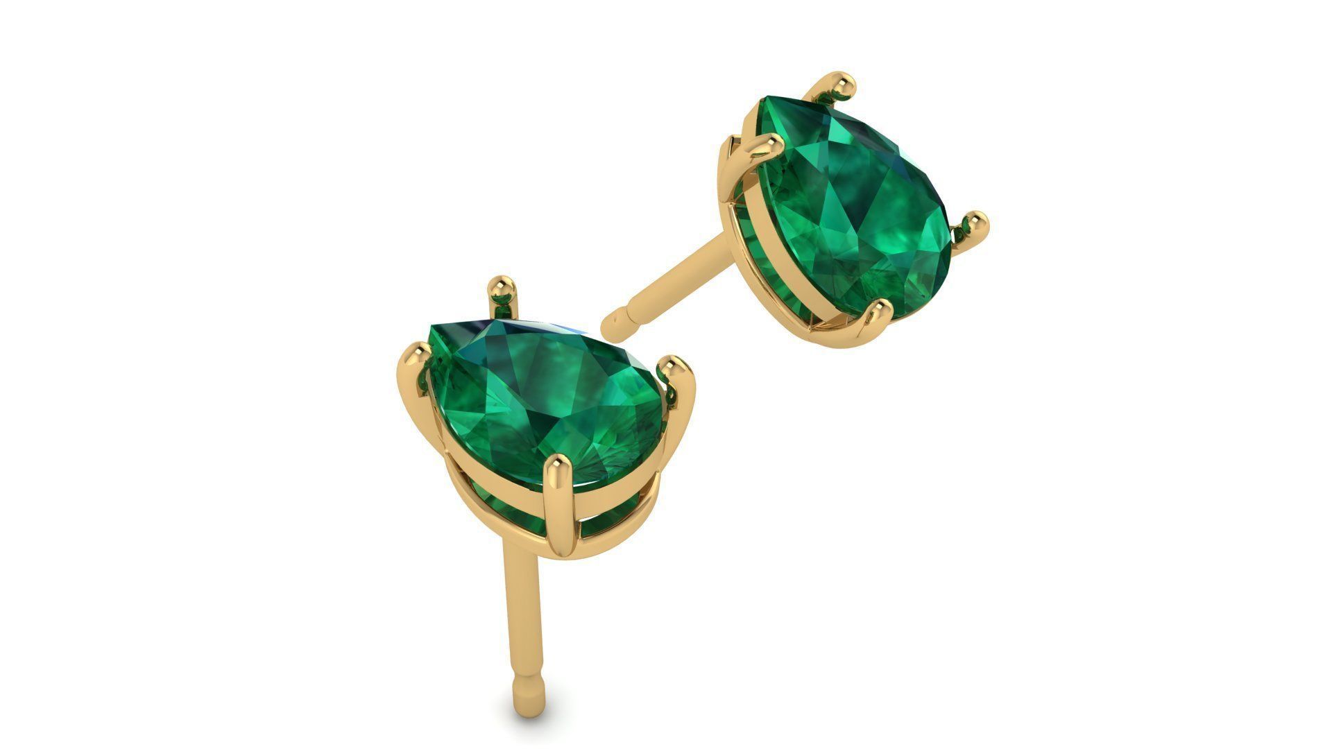 Solitaire Pear Gem 7x5 mm Earring 3D print model_2