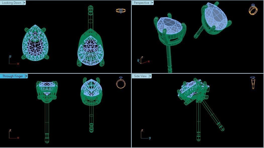 Solitaire Pear Gem 7x5 mm Earring 3D print model_1