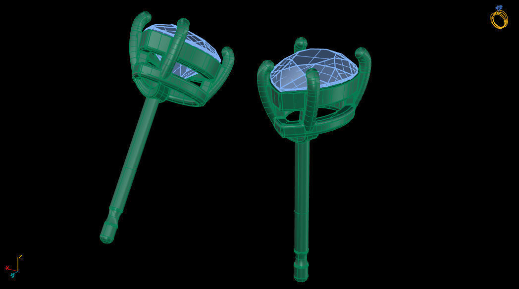 Solitaire Pear Gem 7x5 mm Earring 3D print model_9