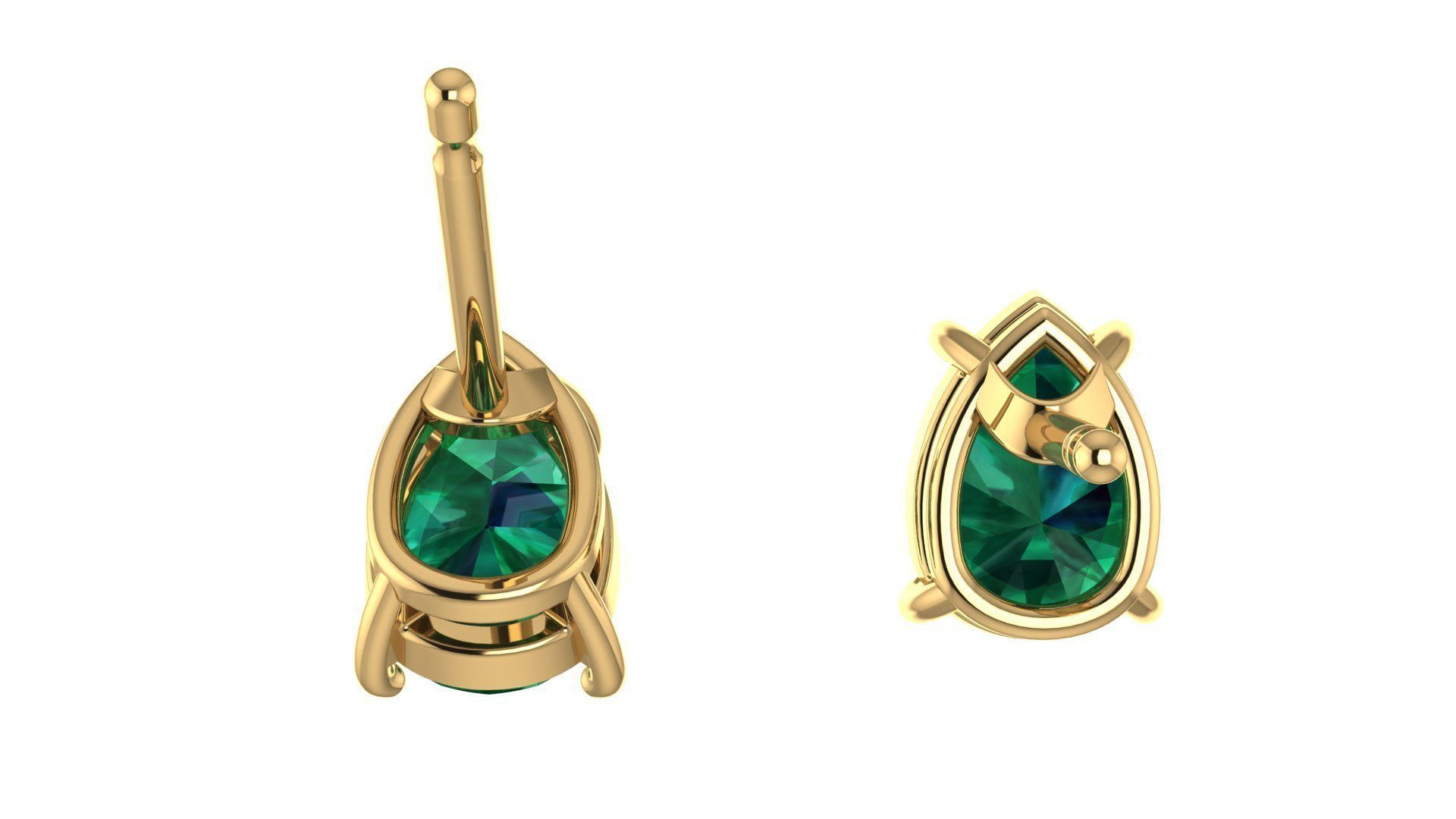 Solitaire Pear Gem 7x5 mm Earring 3D print model_5