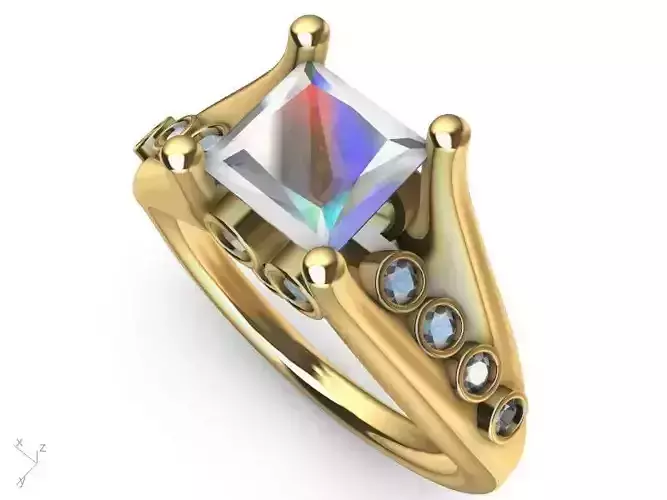 Modern princess cut engagement ring stl verified 