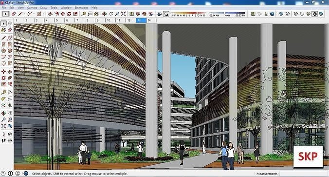 Sketchup Commercial Complex K1 3D model 4