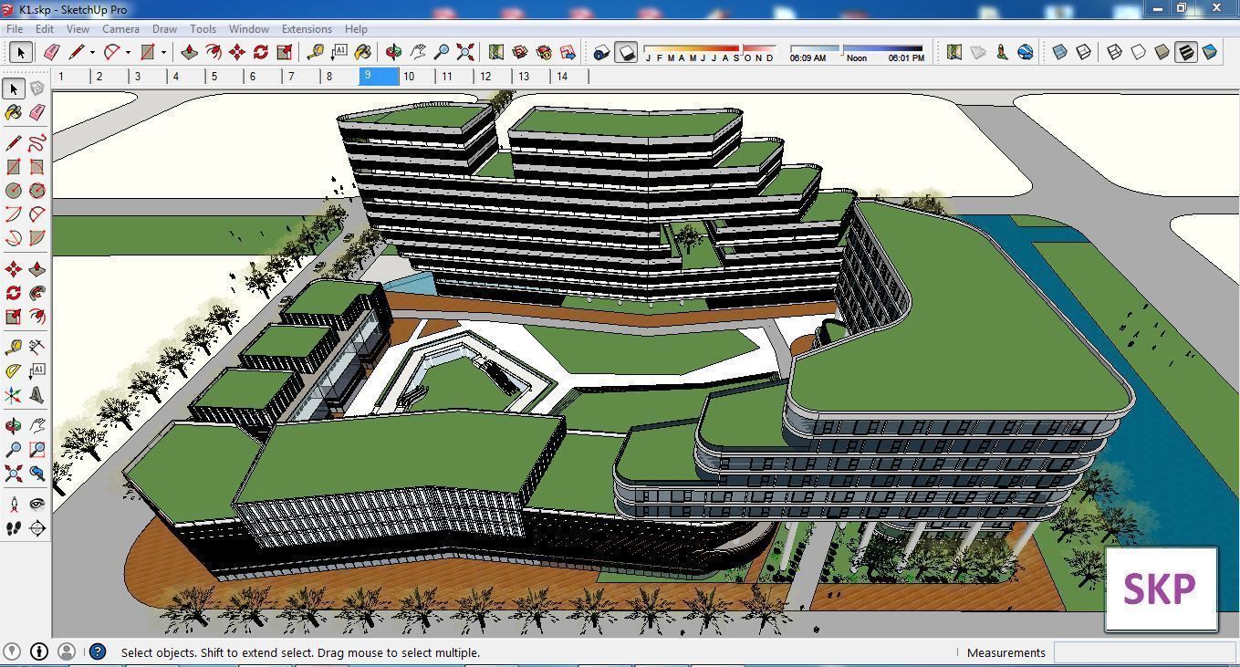 Sketchup Commercial Complex K1 3D model_2