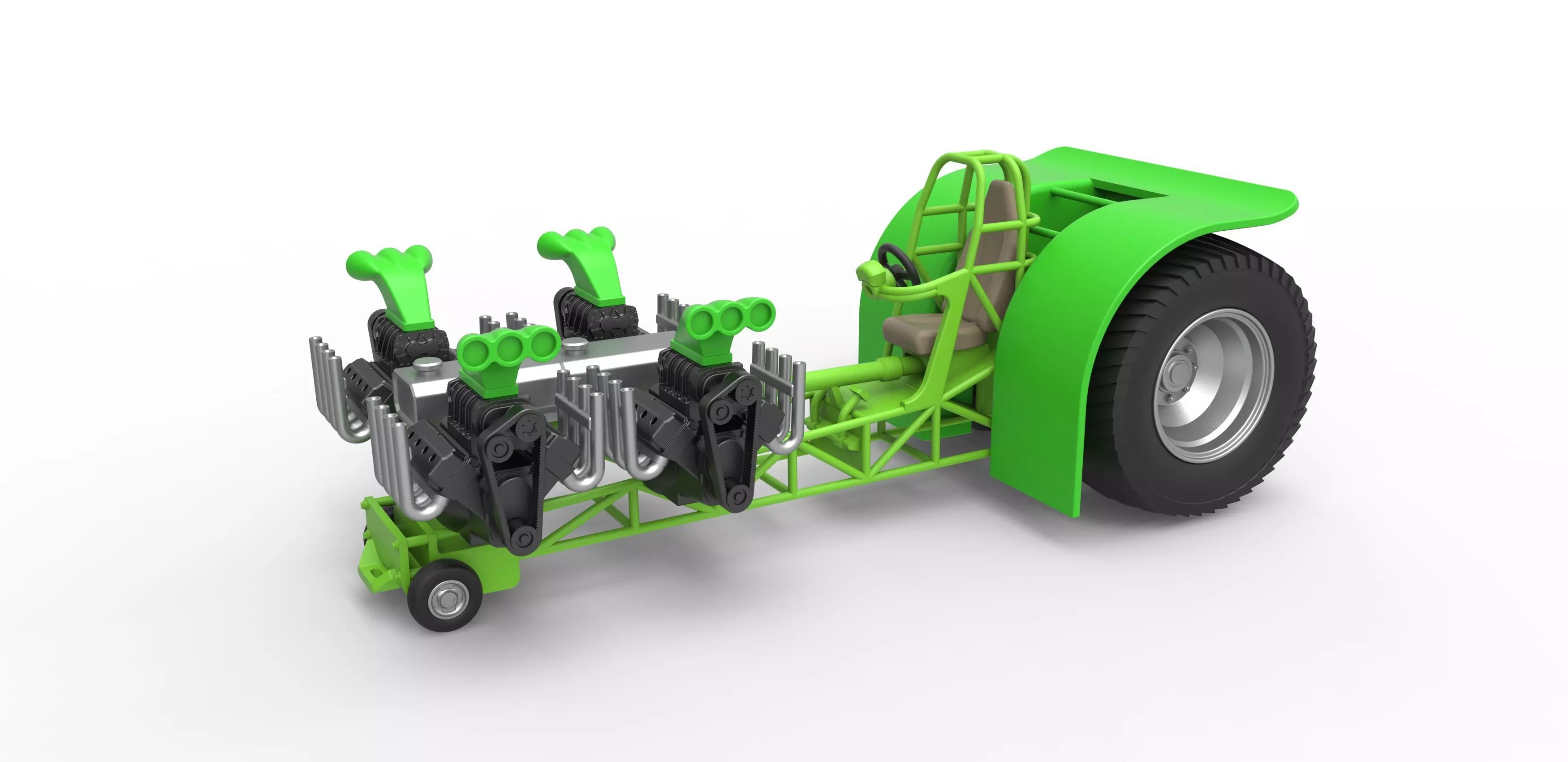 Pulling tractor with 4 transverse V8 engines 1 to 25 3D print model