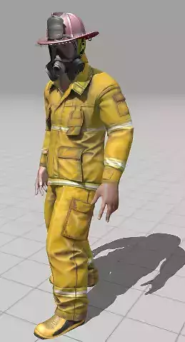 firefighter wearing gas mask Low-poly 3D model