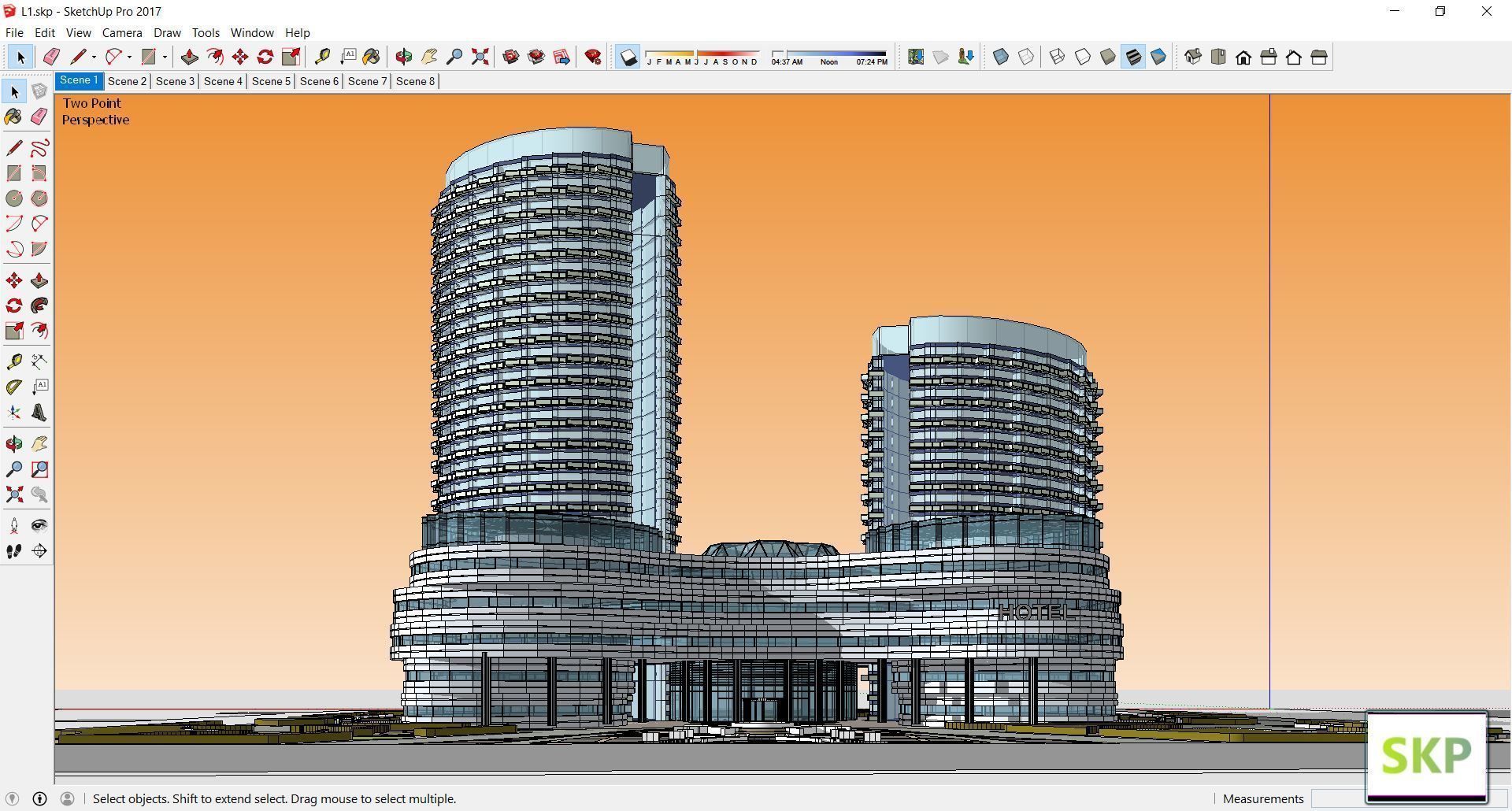 Sketchup Commercial Complex L1 3D model_1