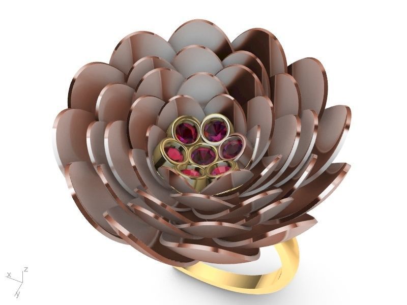 2 models peony flower ring stl verified 3D print model_16