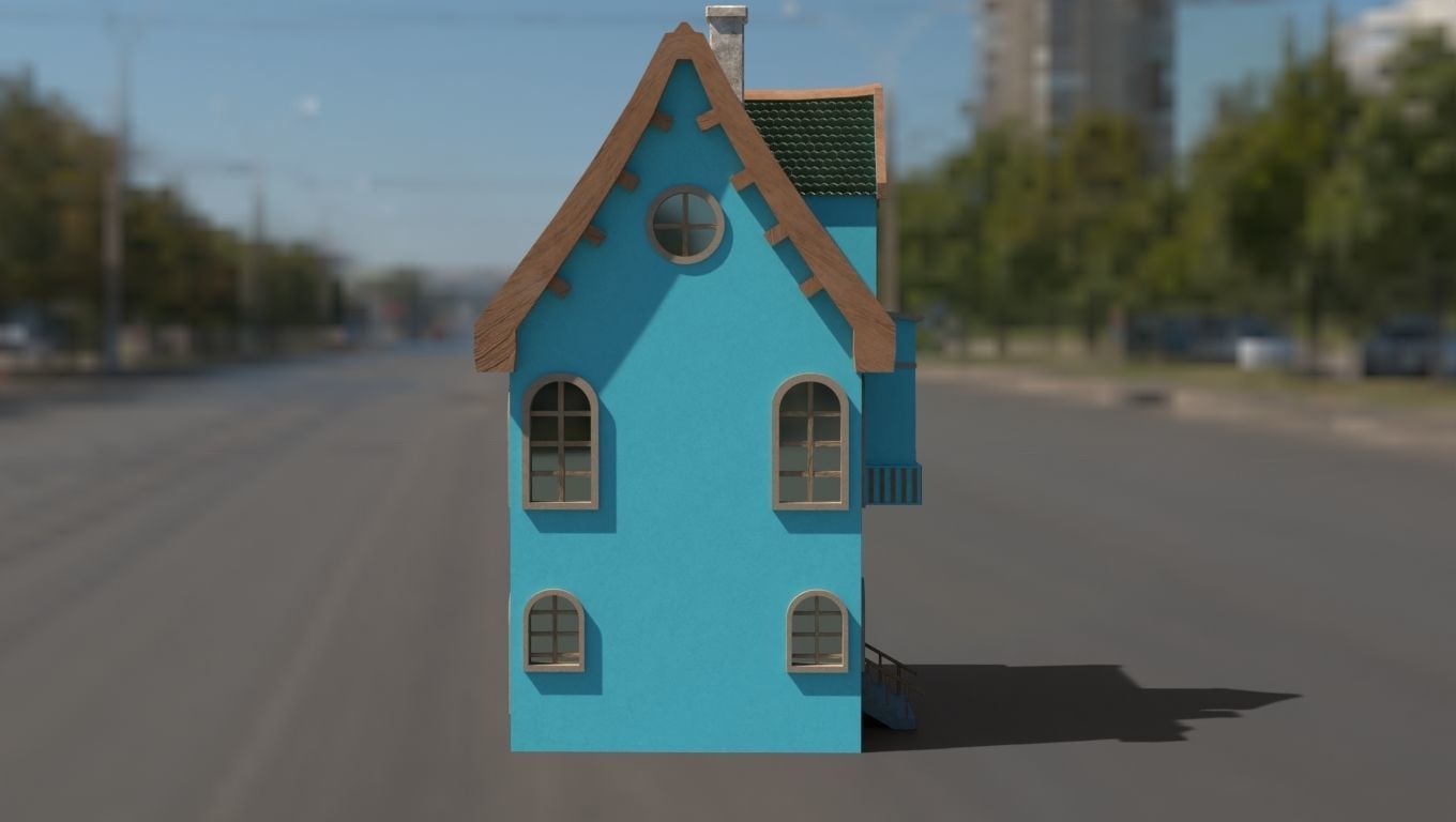 Cartoon house Low-poly 3D model_27