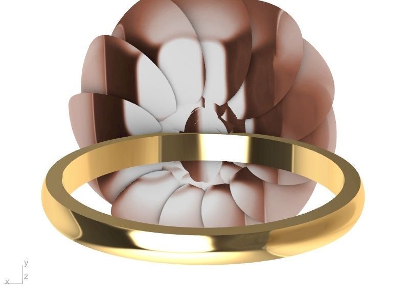 gold peony ring stl verified  3D print model_8