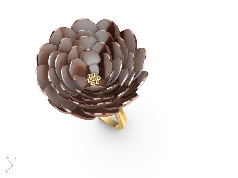 gold peony ring stl verified  3D print model_12