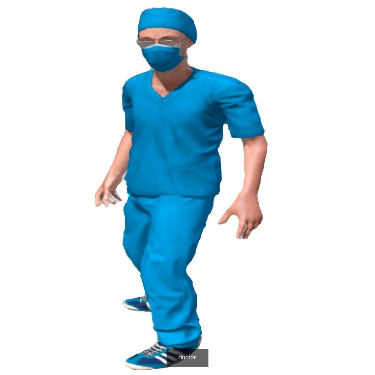 worker man in trench coat and hat 3D Model Collection_4