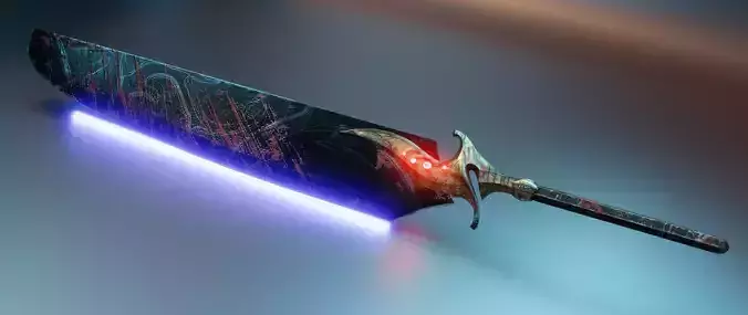 Two-handed Sword PBR Low-Poly Game-Ready 3D Model 