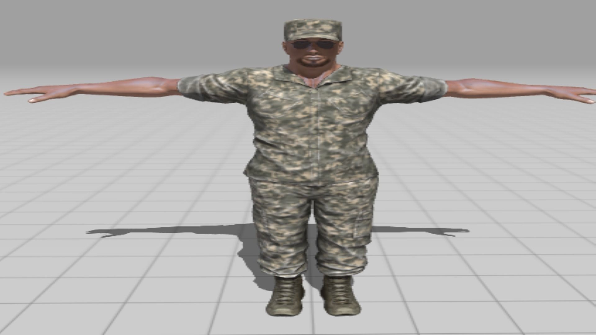 soldier in camouflage Low-poly 3D model_1