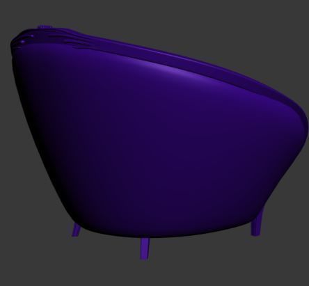 Armchair orange and chair with floral pattern Low-poly 3D model_11