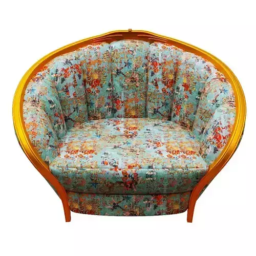 Armchair orange and chair with floral pattern