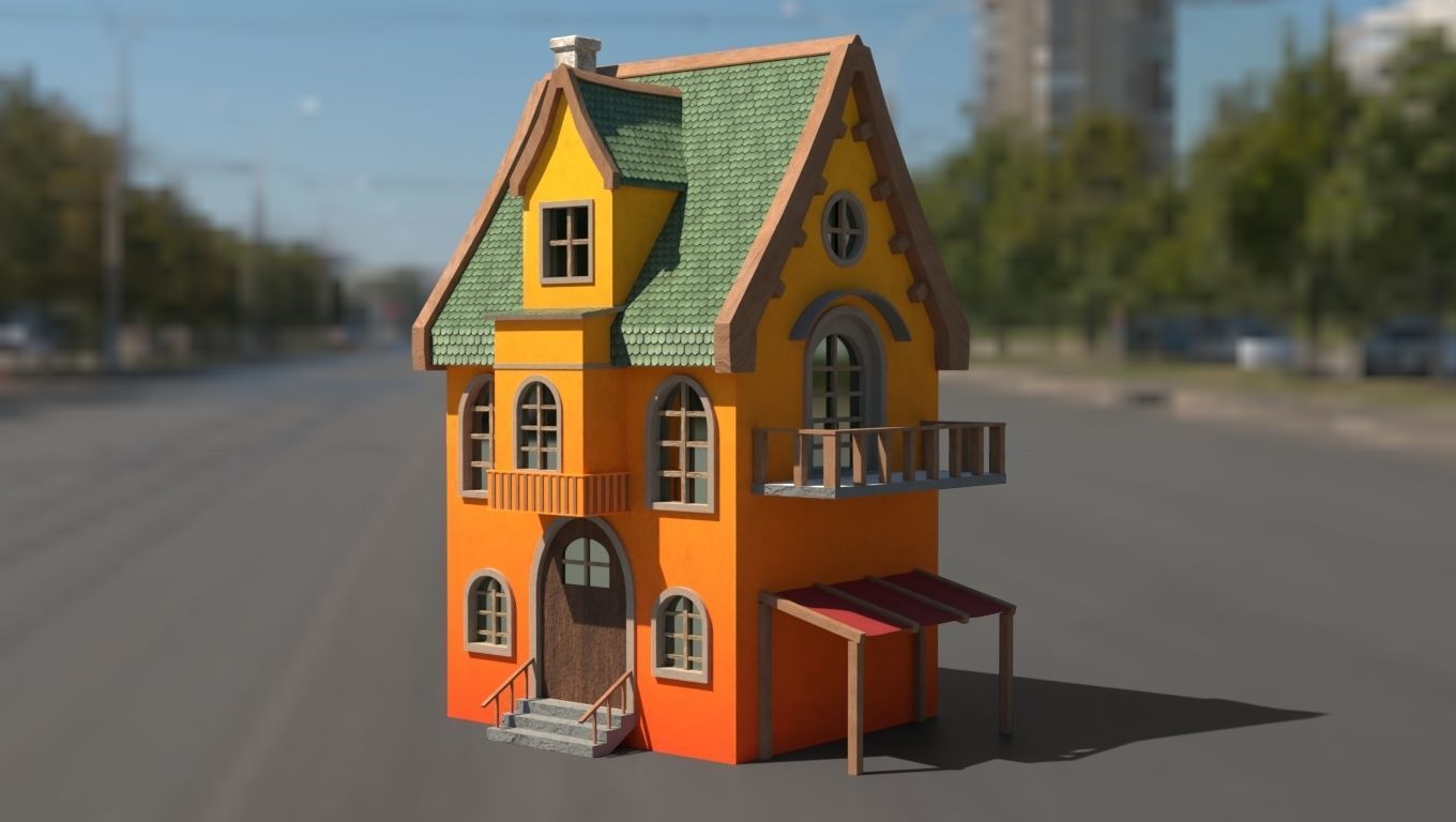 Cartoon house 3D model Low-poly 3D model_22