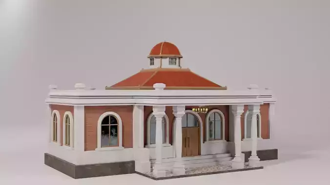 Colonial Building Lowpoly