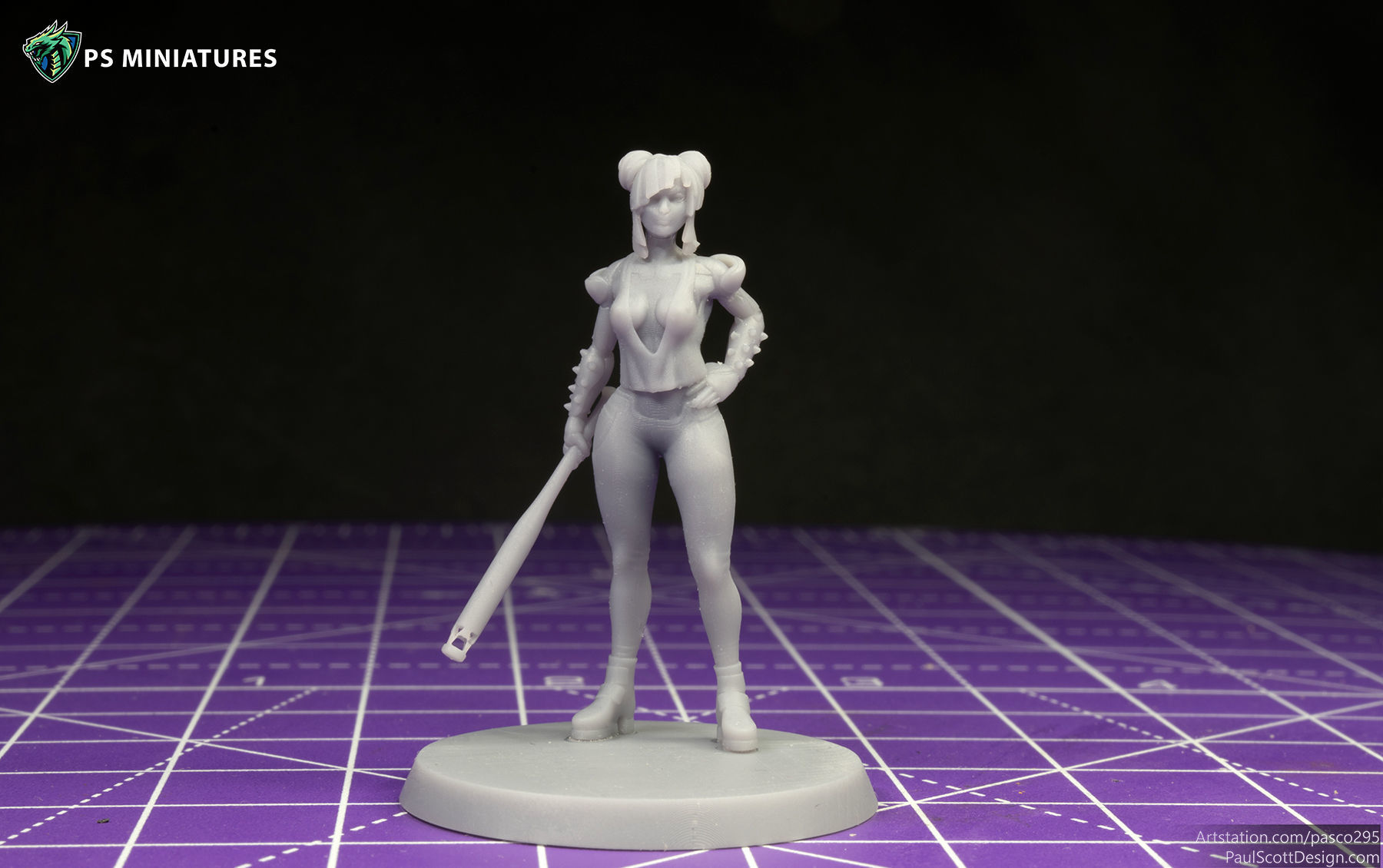 Cyberpunk Scrapper Girl Pose 1 - 3 Variants and Pinup 3D print model_4