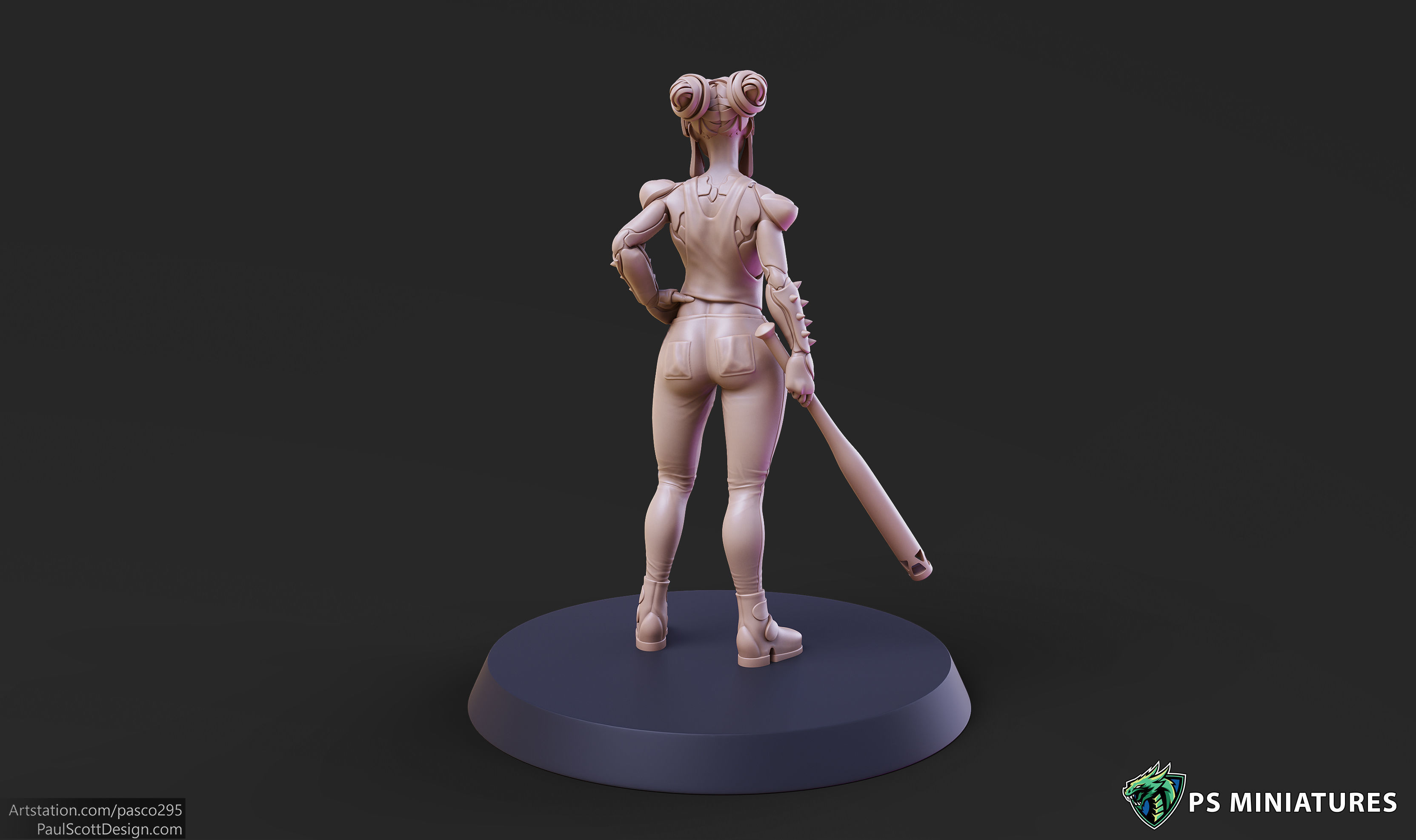 Cyberpunk Scrapper Girl Pose 1 - 3 Variants and Pinup 3D print model_8