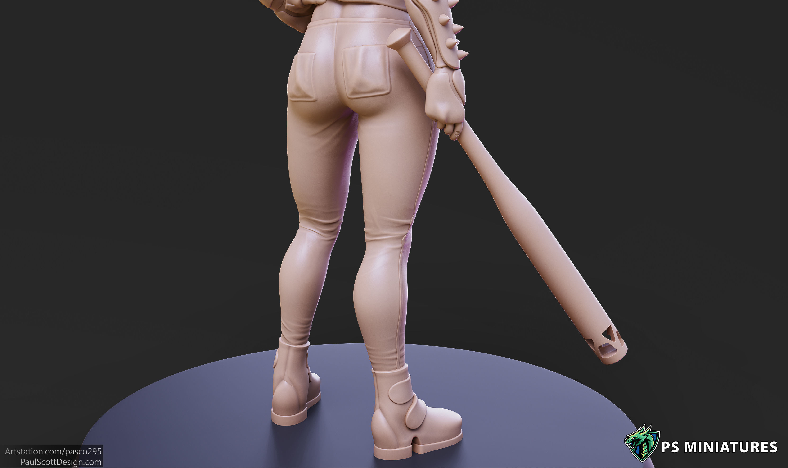 Cyberpunk Scrapper Girl Pose 1 - 3 Variants and Pinup 3D print model_5