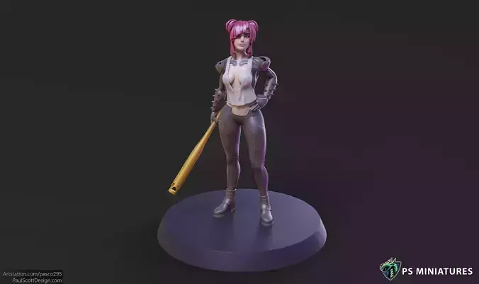 Cyberpunk Scrapper Girl Pose 1 - 3 Variants and Pinup