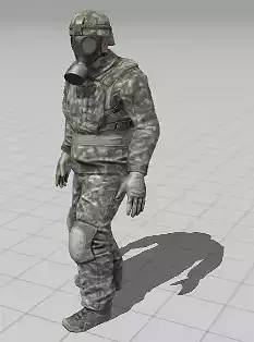  soldier in a gas mask