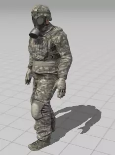  soldier in a gas mask Low-poly 3D model_0