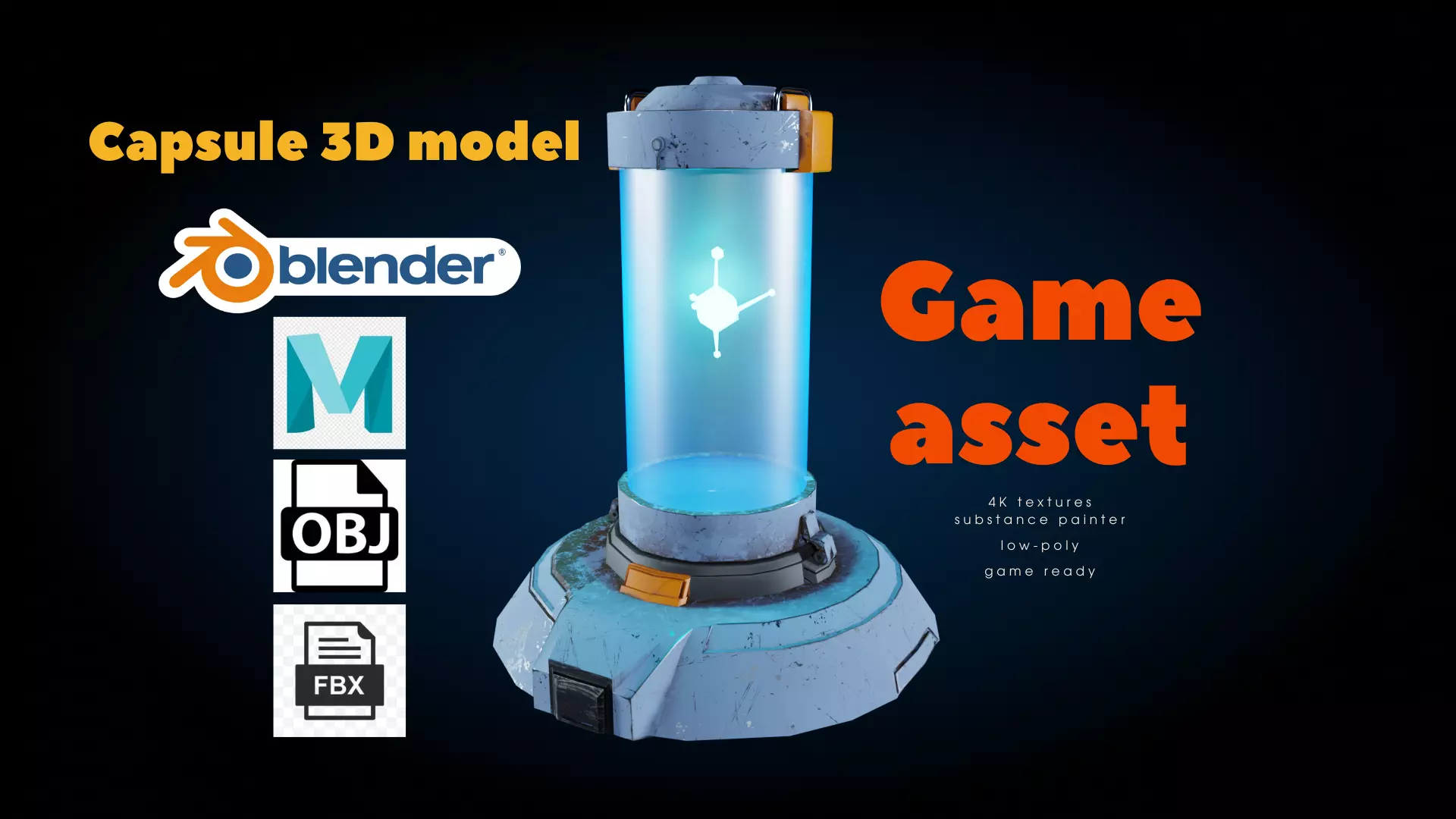 Capsule 3D model Game asset Low-poly 3D model_0