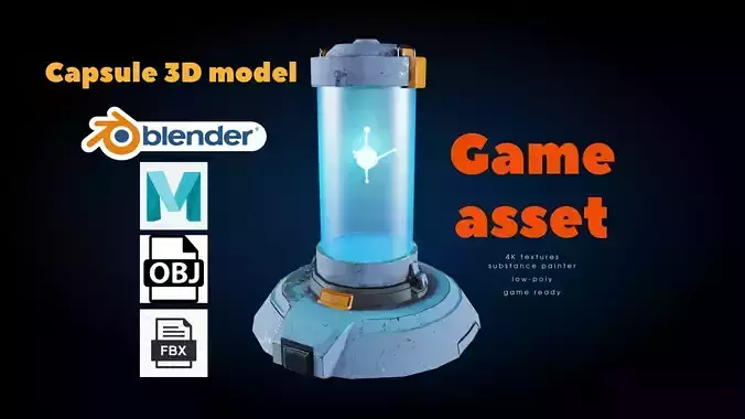 Capsule 3D model Game asset Low-poly 3D model