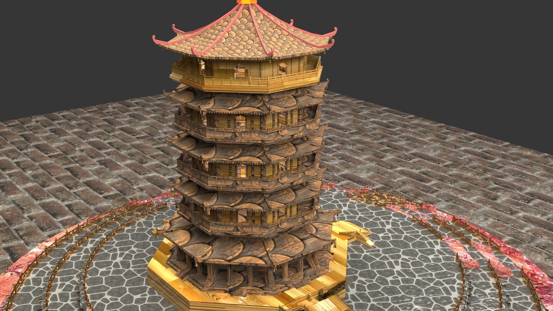 Chinese ancient  tower  3D model_3