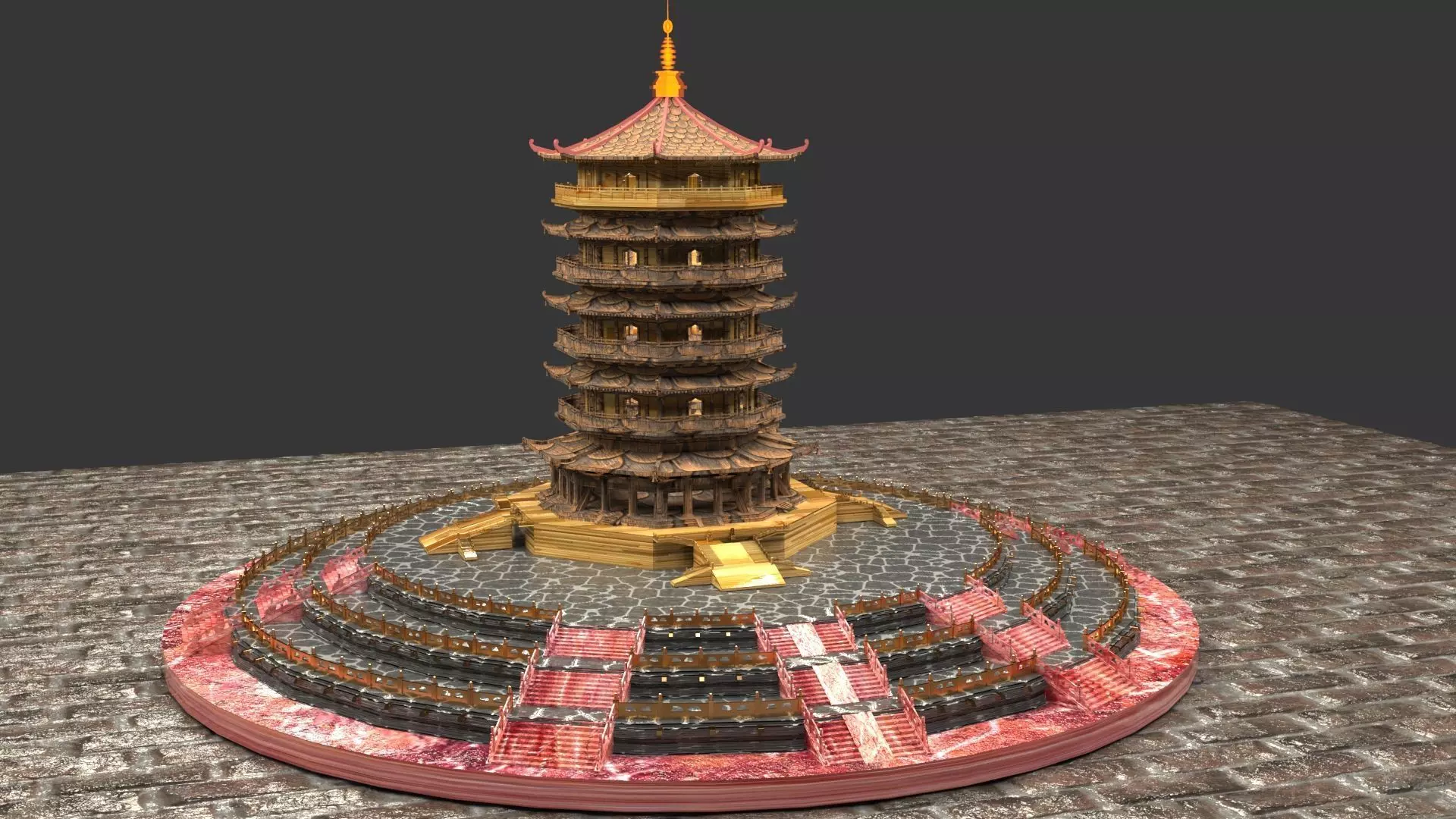 Chinese ancient  tower  3D model_0