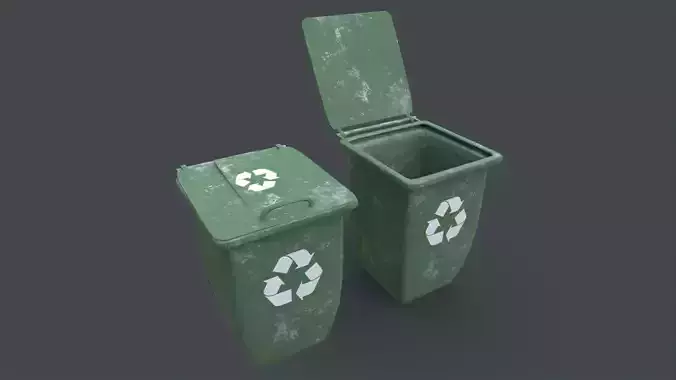 Recycle trash can game ready