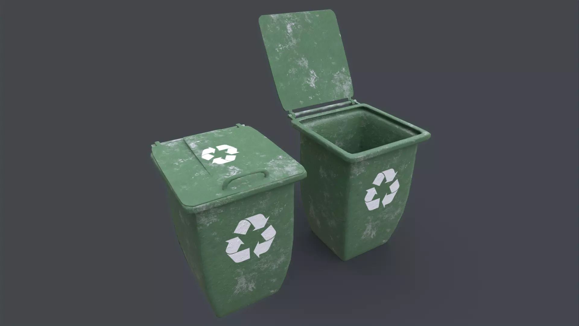 Recycle trash can game ready Low-poly 3D model_0