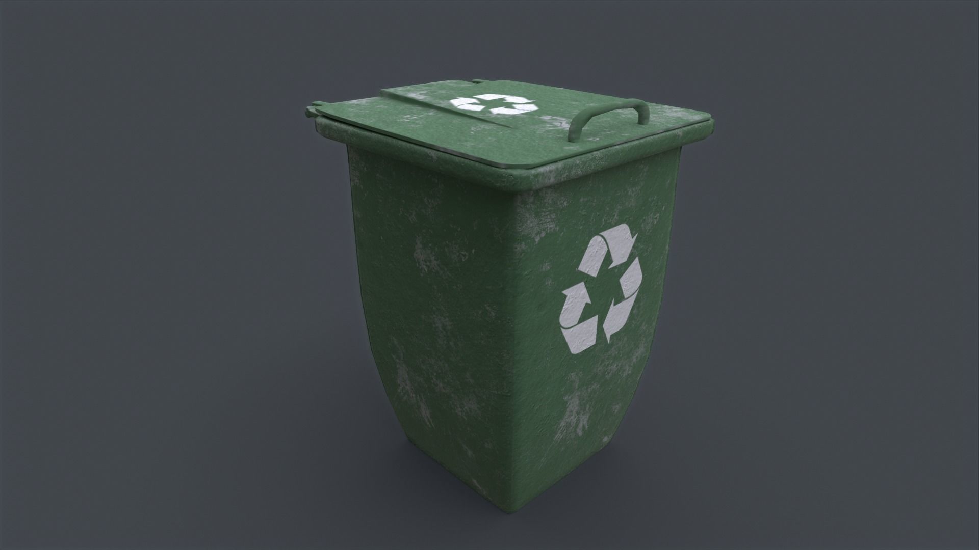 Recycle trash can game ready Low-poly 3D model_1