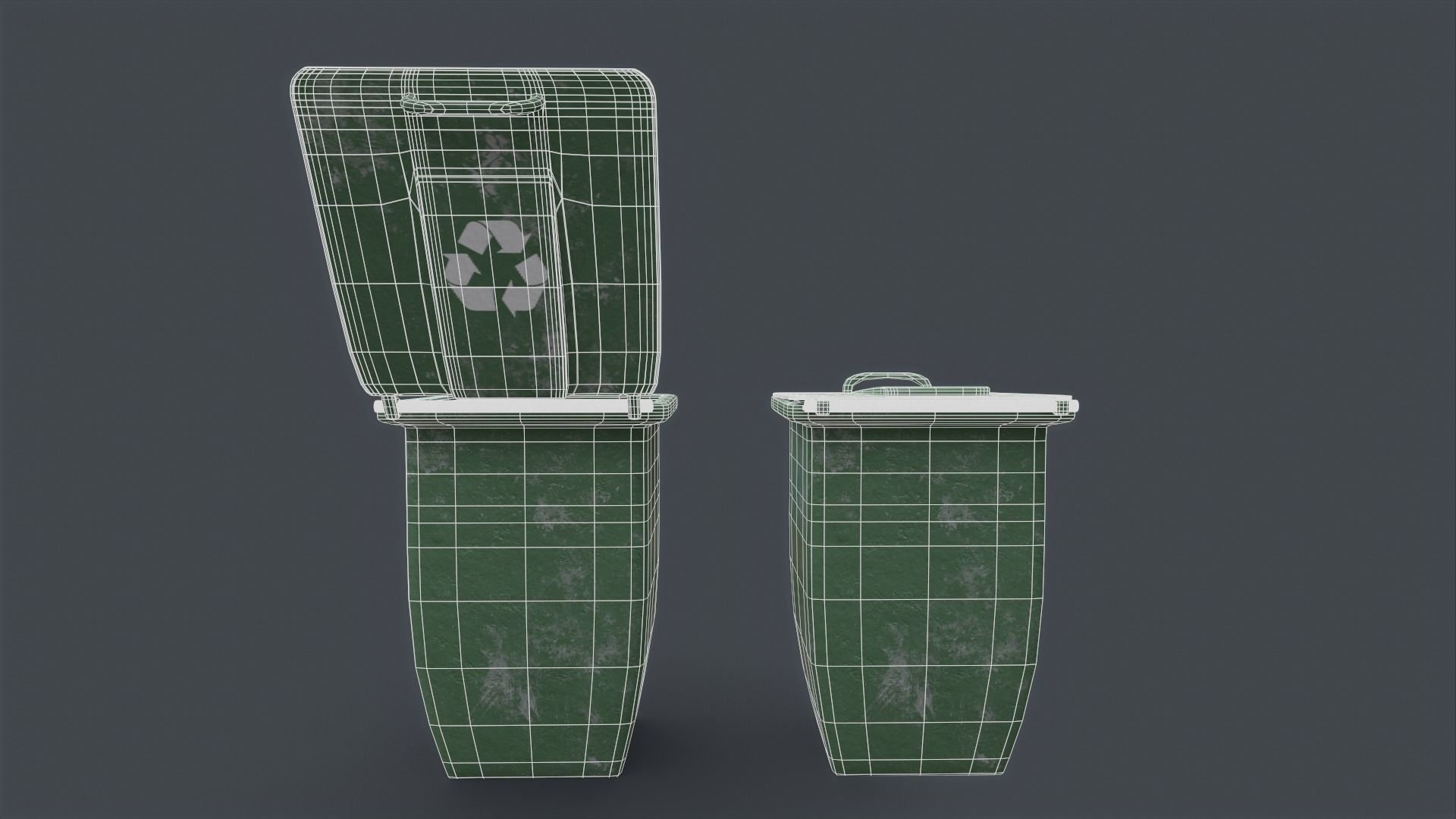 Recycle trash can game ready Low-poly 3D model_12