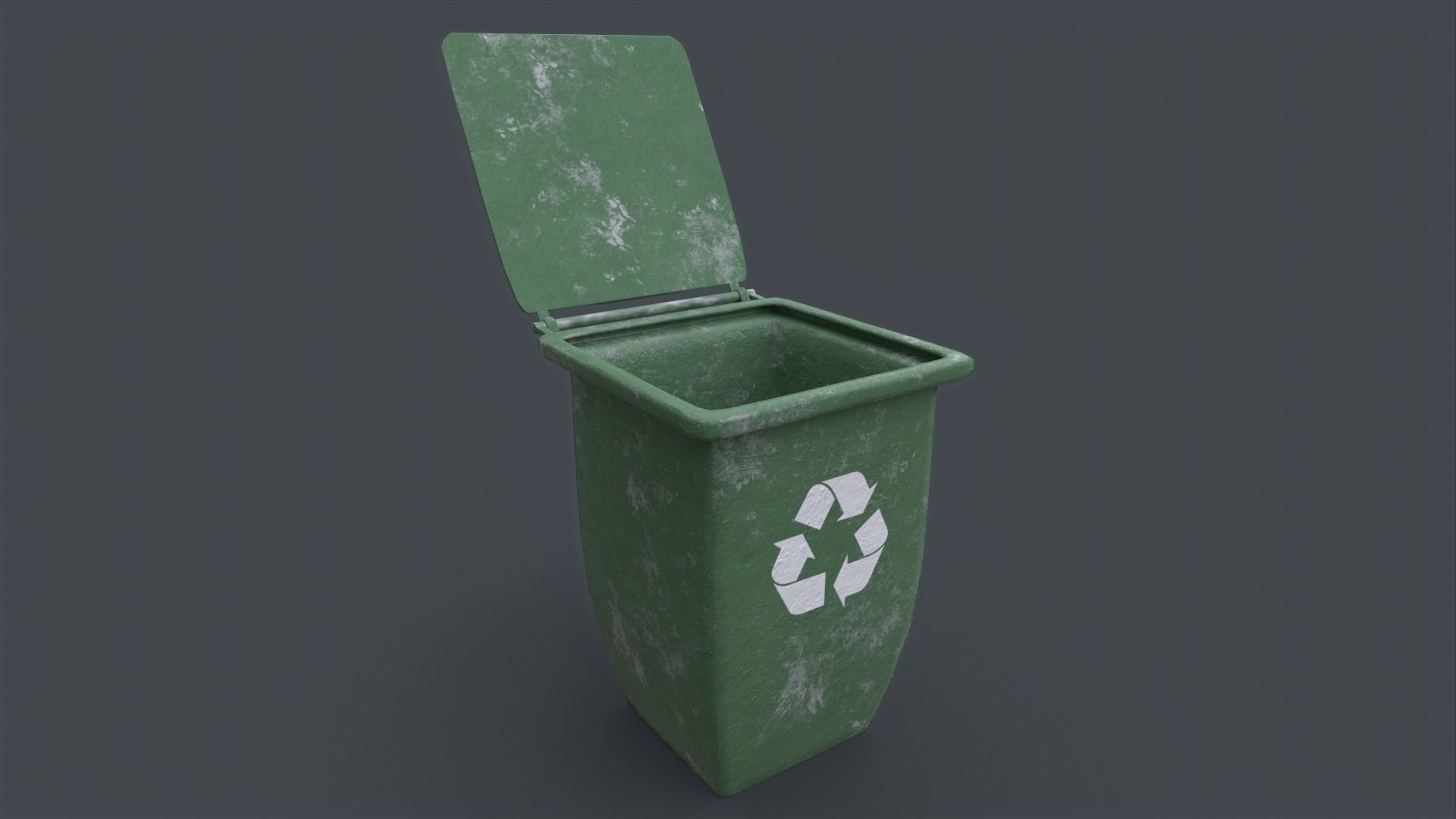Recycle trash can game ready Low-poly 3D model_7