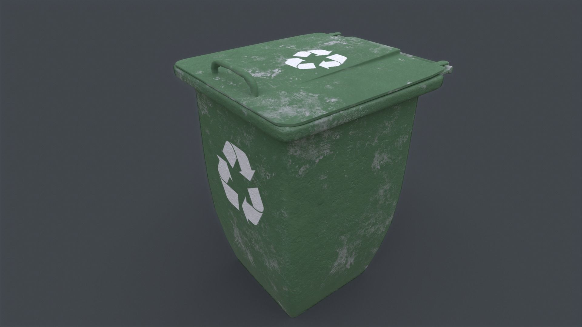 Recycle trash can game ready Low-poly 3D model_3