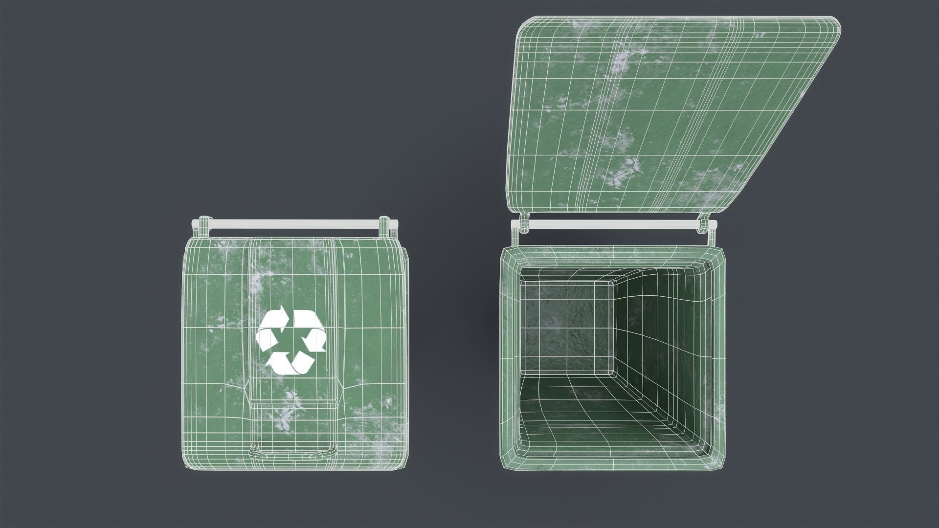 Recycle trash can game ready Low-poly 3D model_14