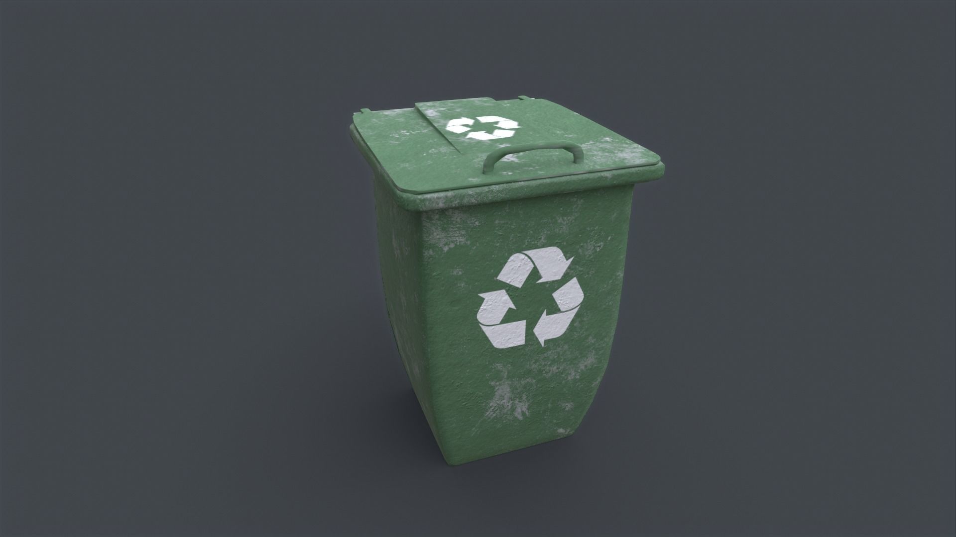 Recycle trash can game ready Low-poly 3D model_6