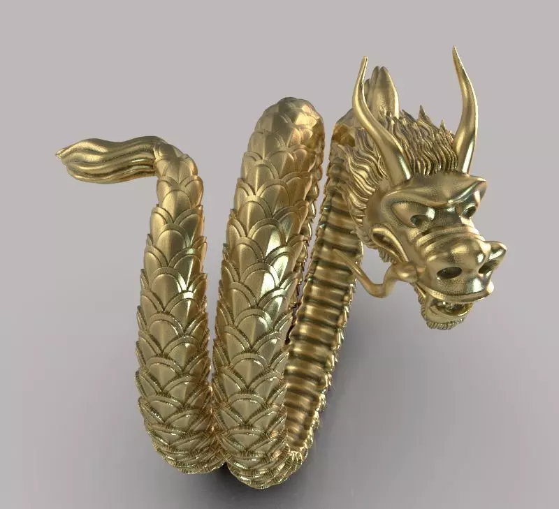 Chinese dragon ring textured with scales 3D print model_0