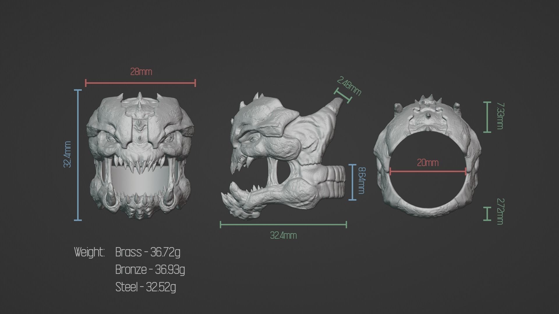 Pinky demon ring 3D print model_5