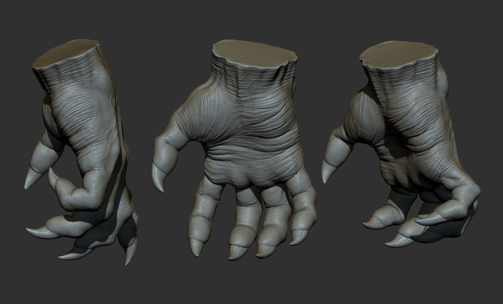 3 Creature hand poses Free 3D model_1