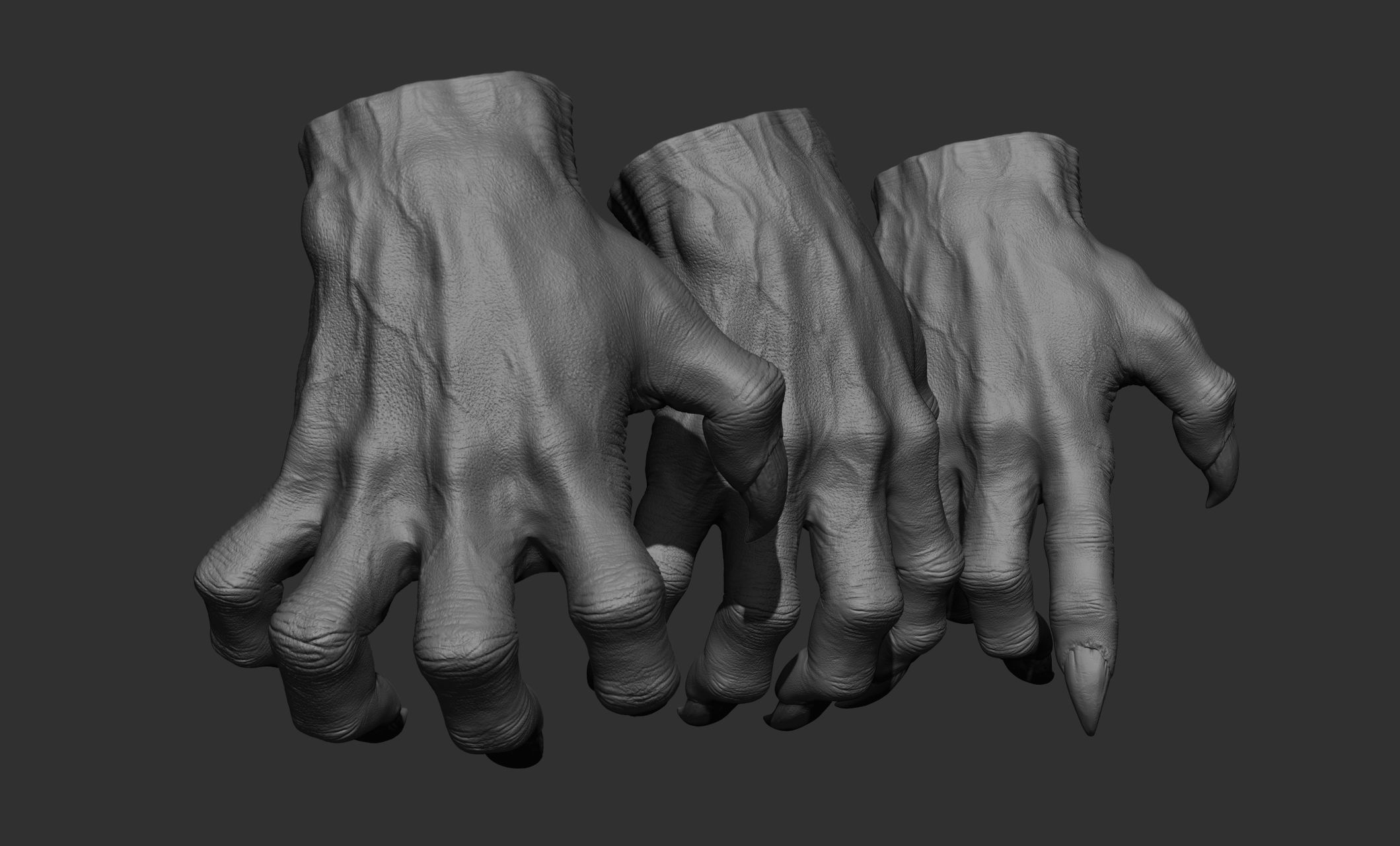 3 Creature hand poses Free 3D model_3