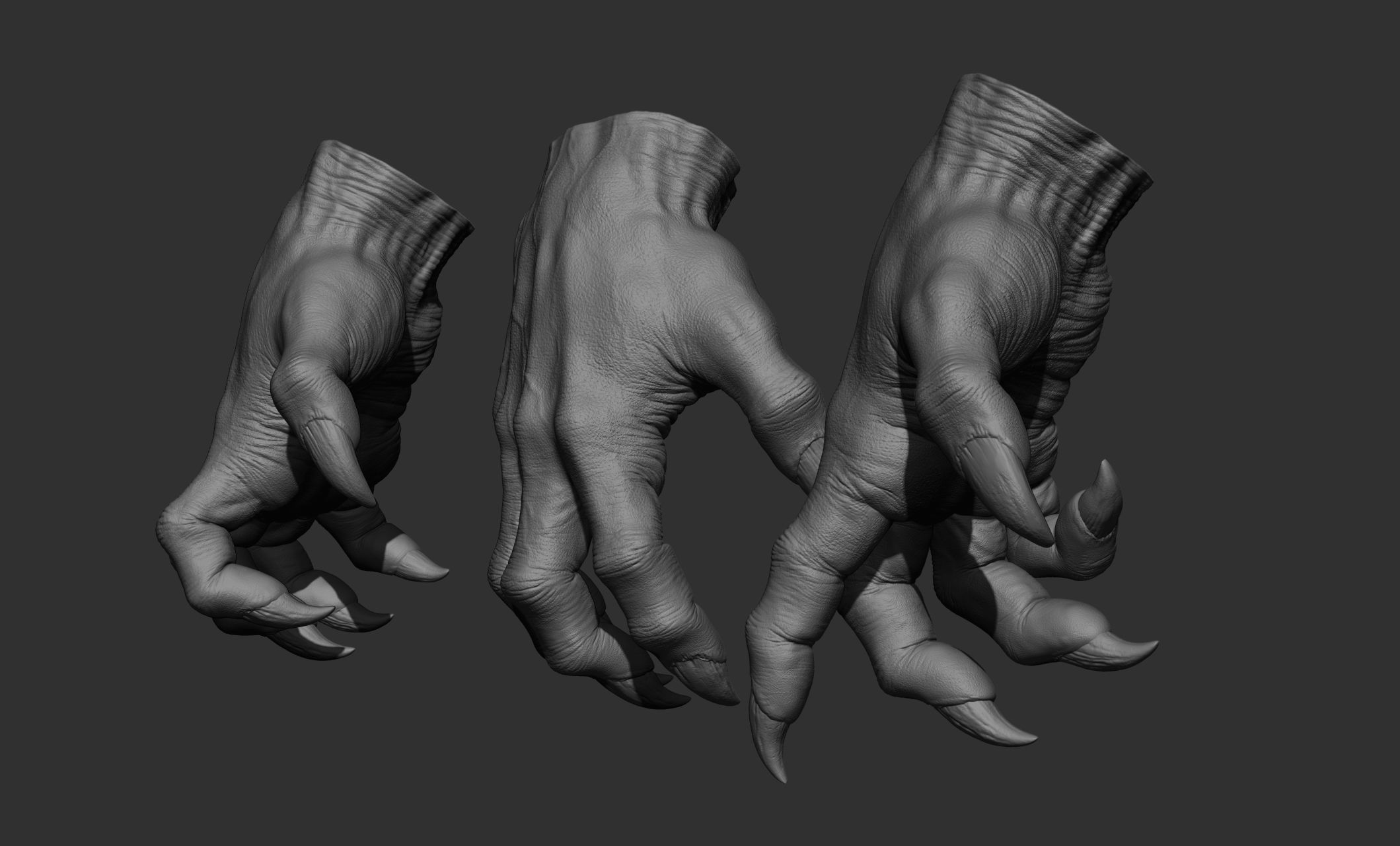3 Creature hand poses Free 3D model_30