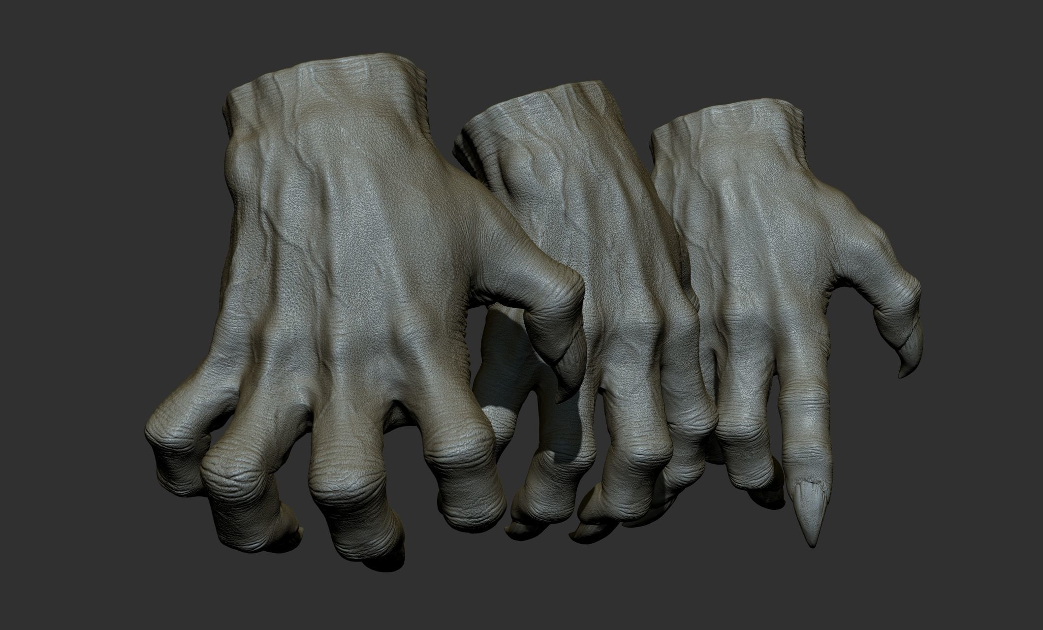 3 Creature hand poses Free 3D model_2