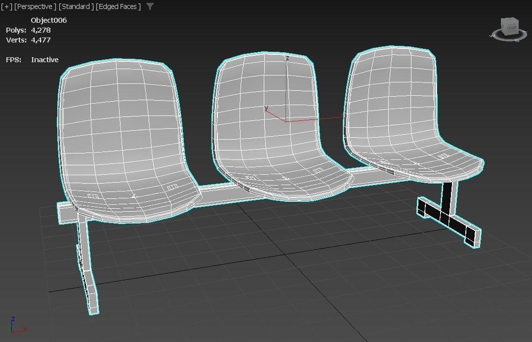 Chair01 three plastic seats Free 3D model_7